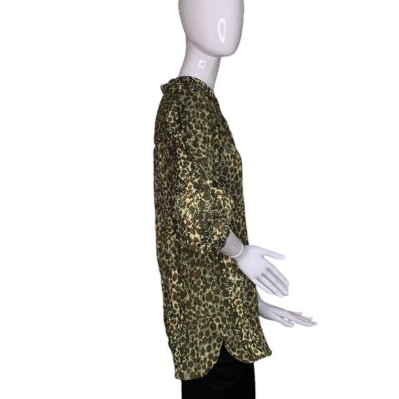 Kim Rogers Top Button Down Size M Brown Animal Print - Picture 8 of 13